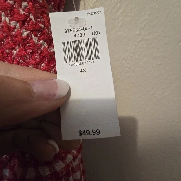 Old Navy NWT Red Gingham Sun Dress 4X Red White Smocked Cottagecore Boho Summer - Picture 5 of 13